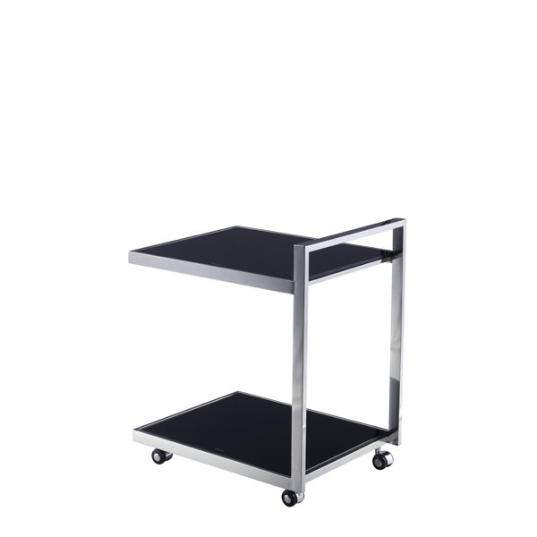 Pasargad Luxe Glass and Stainless Steel Bar Cart Wayfair